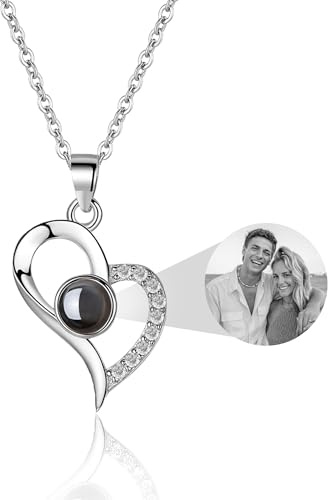 Easycosy personalisierte Halskette mit Bild Projektion, Kette damen mit Foto und vielfältiges Projektion Anhänger im Stein als personalisierte Geschenke für Mama Frauen Freundin Schwester zu Muttertag