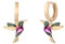 Einstück® Kolibri Hoops I orecchini in argento sterling 925 con motivo uccello, orecchini a cerchio con zirconi verdi e rosa, oro 14 carati e oro rosa, gioielli anallergici (oro rosa), Argento