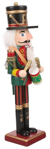 LABRIMP Christmas Wooden Nutcracker Countdown Calendar 30CM Hand-Painted Desktop Ornament Festive Table Decor Holiday Wood Nutcracker Random Style