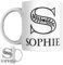 Designs of note! Sophie Personalised Initial Name Mug | Personalised Letter S Coffee Mug, Novelty Gift for a Wife, Girlfriend, Friend or Colleague Named Sophie