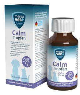 Marsavet Calm - Gocce calmanti con erba gatta per cani, gatti, roditori, uccelli - 100 ml. Calmante per il supporto durante situazioni di stress, come Capodanno, viaggi in auto, visite dal veterinario