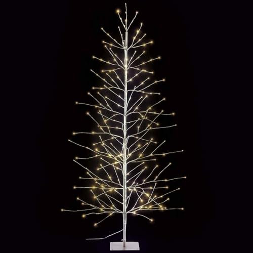 Gruppo Maruccia - Sapin de Noël Lumineux Argenté - 107 Branches, 232 LED - Usage Entier et Extérieur - Hauteur 1,80 MT