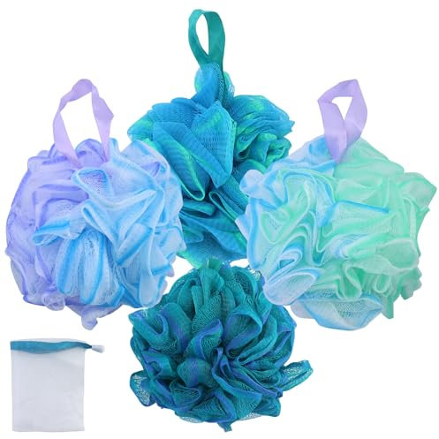 Loofah Lot de 4 éponges de bain pour le corps ou le massage