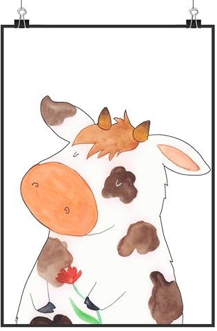 Mr. & Mrs. Panda Bild Kuh Motiv DIN A1 - Geschenk, Wandbild, Träume, drucke, Milch, Bauernhof, Kühe, Wanddekoration, Spruch, Hof, Poster, wanddeko