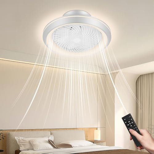 Bellanny 75W Lampara de techo con Ventilador | 360° Rotación Ventiladores Techo con Luz, Φ49CM 3000K-6500K Plafon LED, 6 Velocidades,Tempor, Silencioso, Ceiling light Fan para Dormitorio Salon Cocina