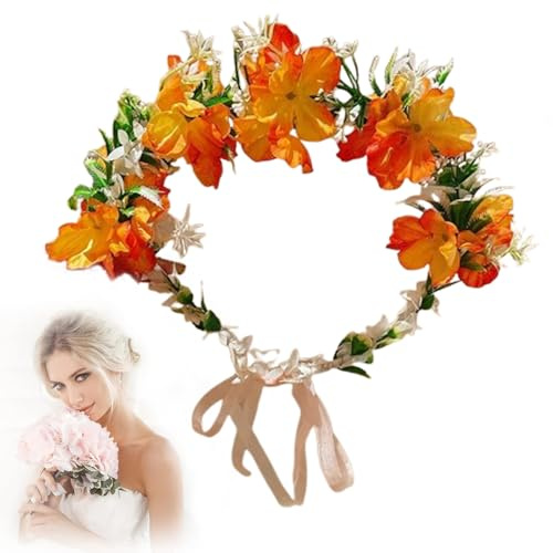 Qiwenr Blomkrona pannband, flerfärgade blomhårkransar, artificiellt blompannband, färgglada bohemiska brudblommor pannband, blomhuvudstycken, för bröllop, fester, strand, musikfestivaler