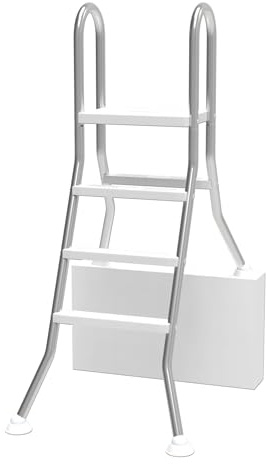 Aufun Piscina in acciaio inox 304 per piscina da incasso fino a 115 cm di profondità, 3 livelli antiscivolo in plastica, altezza 164 cm, scala doppia per piscina, sistema di ingresso per piscina