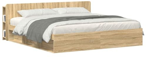 vidaXL Kopfteil Schrank mit Speicher Sonoma-Eiche Holzwerkstoff, Stylischer U-förmiger Holz-Kopfbereich, Multifunktionale Kommode, Moderne Möbel, Organisierer, Stauraumlösung