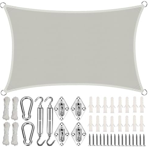 Sonnensegelmarkisenstoffe meterwareinkl Befestigungsseilefür Pergola, Sandkasten, Auffahrt-2.5x6m-Milchig weiß