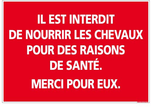 Signalétique.biz France - Panneau Il Est Interdit De Nourrir Les Chevaux Pour Des Raisons De Santé - Dimensions 210x150 mm - Aluminium 2 mm - Protection Anti-UV