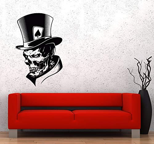 myrockshirt Wandtattoo Aufkleber Joker-Skeleton Schädel-Spielkarten Poker Monster Hat Vinyl für alle glatten Flächen UV&Waschanlagen