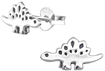 Laimons Mädchen-Ohrstecker Stegosaurus Dinosaurier Dino oxidiert 12mm aus Sterling Silber 925