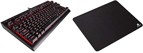 Corsair Gaming CH-9115020-UK K63 Cherry MX Red Backlit 10 Key-Less UK Mechanical Gaming Keyboard - Black & MM100 Medium Cloth Surface Mousepad - Black