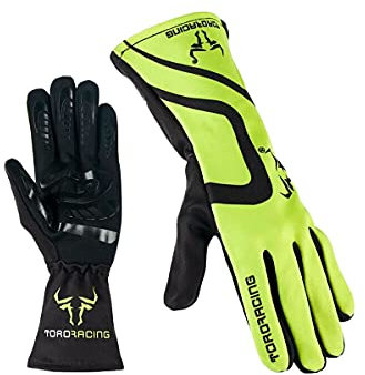 Toro Racing Guantes Karting, Sochi, Guantes competición Kart o Coche, Guantes para Conducir, Carreras Kart Guantes (XL, Flúor)