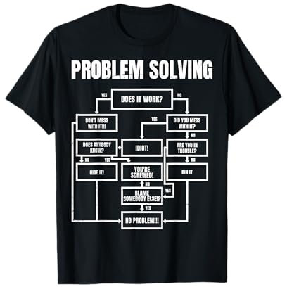 Men Problem Solving Chart - Flow Chart Geek Nerd Funny Gift T-Shirt
