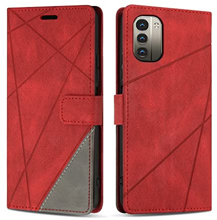 SONWO Etui Coque pour Nokia G11 / Nokia G21, Protection Housse en Cuir PU Portefeuille Livre pour Nokia G11 / Nokia G21, Emplacements Cartes, Rouge