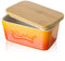 Butterdose Porzellan, Henten Home Butterschale mit Holzdeckel, Keramik Butterhalter für Butteraufbewahrung und Heimküchendekoration. (Tropische Orange)