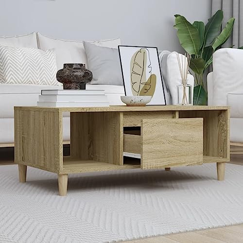 puraday Couchtisch Sonoma-Eiche 90x50x36,5 cm Couchtisch Quadratisch Couchtisch mit Schubladen Couchtisch Holz Wohnzimmer Möbel Beistelltisch Holz Beistelltisch Couch Holzwerkstoff