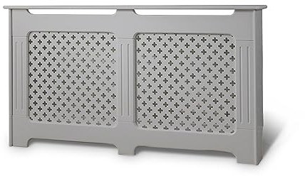 Radiator Cover Cabinet Grey | Traditional Cross Front Panel Cover Cabinet (Large)