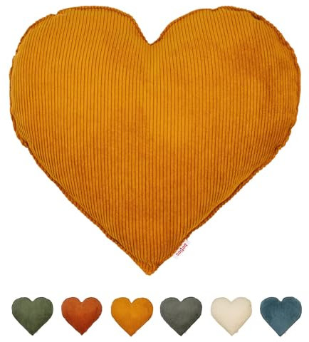 beties - HYggelig No.1 - Cord-Samt gefülltes Herzkissen ca. 40x35 cm; Kord Herzform Dekokissen in Raumausstatter Qualität aus Deutschen Unternehmen