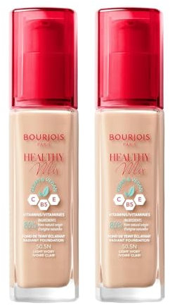 2 x Bourjois Healthy Mix Clean and Vegan Foundation 30ml - 50.5N Light Ivory
