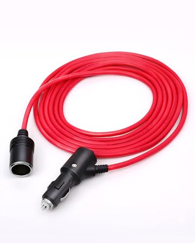 YANTU 150W/15A/12FT with Independent Switch,Heavy Duty Cigarette Lighter Extension Cord with 12v Extension Lead,Cigarette Lighter Adapter/splitter Socket for Car Tire Pump/Mini Fridges/Car Vacuum