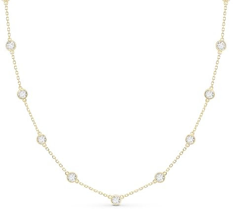 Ambeta Damen Halskette mit Zirkonia aus Sterling Silber 925| Kleine Silber Kristall Kette | Layering Halskette | Halsband Silber Damen: Gold Anhänger Kette
