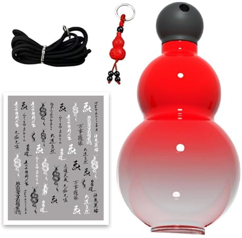 FUMIOS Bouteille d'eau en Forme de Gourde, Bouteille d'eau Durable de Grande capacité d'inspiration rétro Chinoise, Bouteille d'eau de Sport, Bouteille d'eau de Voyage (Red)