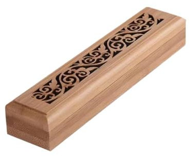Encens en bambou naturel avec pose – Boîte en bois d'aromathérapie pour brûler de l'encens et la décoration B3q3