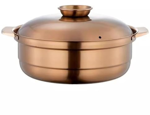 FLEXMAN Bronze Nonstick Stock Pot, Universal Large Capacity Stainless Steel Family Hot Pot, Multifunctional Stockpot for Gas Stove Electric Cooktop Induction Burner (11.81in)