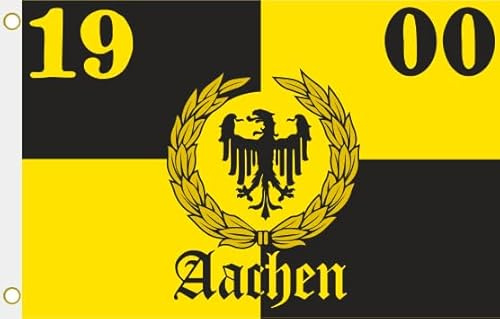 U24 Flagge Fahne Aachen 1900 schwarz-gelb Hissflagge 90 x 150 cm