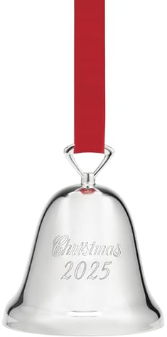 Reed and Barton Ornaments, 2025 Annual Christmas Bell Silverplate Ornament, Christmas Tree Decorations, Includes a Red Ribbon for Hanging, Winter Tree Decor, Winter Decorations (Silver, 1 Piece)