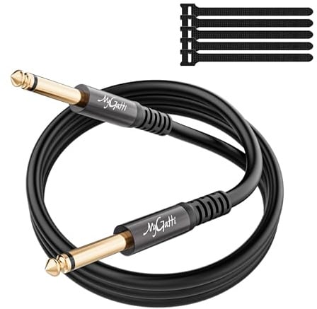 Mygatti 6,35mm klinke TS Mono Gitarrenkabel 2m, 1/4 Zoll Instrumentenkabel | Gerade/Gerade für Tastatur, Bass, Verstärker, Mixer, E-Gitarre, Mandoline usw. Mit 5 Kabelbinder