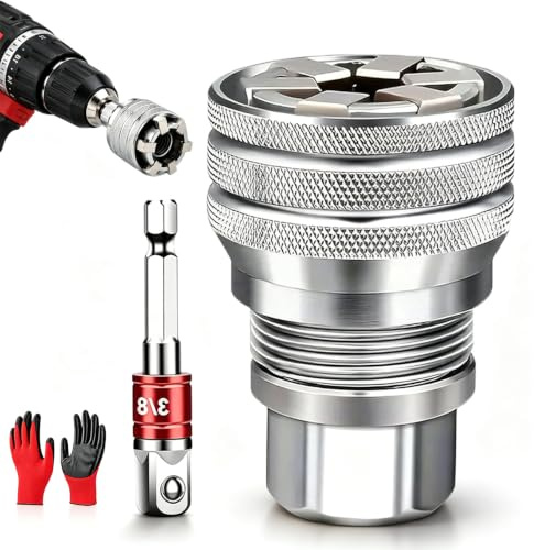 Gienslru Universal Grip Socket Adapter Set, 7-19mm Multi-Function Universal Socket Wrench Tool, Self-Adjusting Ratchet Adapter for 3/8 Drive Ratchet, Torque Wrench and Power Drill，1