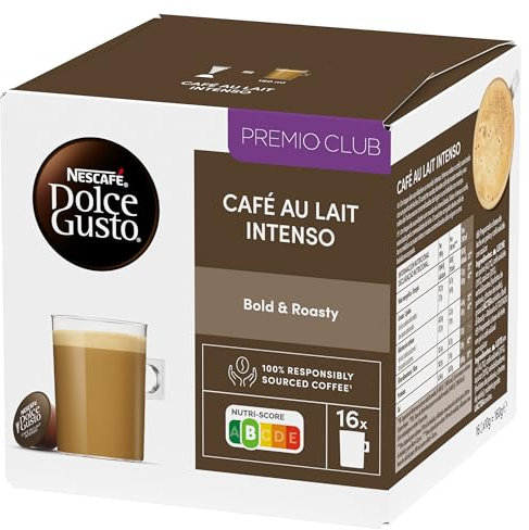 NESCAFÉ Dolce Gusto Café Con Leche Intenso - Cápsulas de Café, 16 Cápsulas (1 x 16) - Intensidad 9 - Originales para cafeteras Dolce Gusto