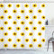 ABAKUHAUS Gelb Weiss Duschvorhang, Sunflower Muster Natur, Stoffliches Gewebe Badezimmerdekorationsset mit Haken, 175 x 240 cm, Gelb Weiss