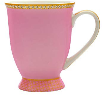 Maxwell & Williams - Tasse à Café sur Pied en Porcelaine, Collection Teas & C's Kasbah, 300 ml - Couleur Rose et Or