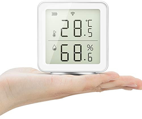 NOTSEK smart Wifi Temperature Hygrometer, Humidity Meter with Alert Compatible with Alexa Smart Life APP 30-Days Historical Record Wifi Temperature Humidity Sensor for Baby Room Garage Wine Cellar