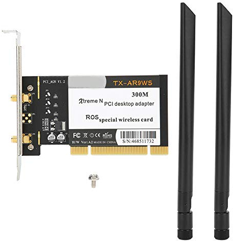 Wireless WiFi Network Adapter, 300Mbps PCI Desktop with 2 Antennas | Dual Antenna AR9223 Adapter for Desktop PC, 2.4GHz 802.11b/g/n, Windows XP/7/8/10