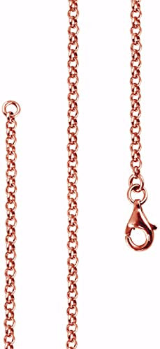 Lijoh Erbskette rose vergoldet 925 Silber Damen Kette 2,2 mm Rosegold Halskette Silberkette Rolo-Kette Länge 70 cm LJ1012-470