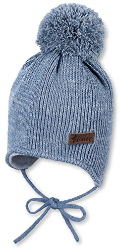 Sterntaler Unisex Kinder Mütze Baby Bommelstrickmütze Melange, mittelblau, 51