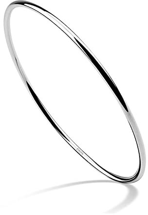Dankadi Bracelet Poli Fin en 925 Argent 2MM Large, Ensemble 1/2/3 Empilable 60 65 68MM Diamètre Jonc de Manchette Rond Lisse Plein Simple Classique DIY Pour Femme Fille(diamètre 65 mm, Argent 1 pièce)