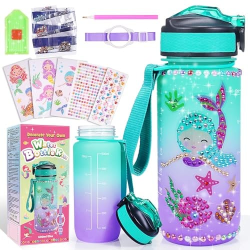 Grriopi Kids DIY Water Bottle, 4 5 6 7 8 9 Year Old Girl Gifts for 3-12 Year Olds Girls Toys Age 4-10 Girls Birthday Presents Water Bottle Craft Kits for Kids Bottle Craft Kit Gifts