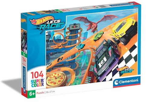 Clementoni Hot Wheels Kinder Puzzle 104 Teile - Hot Wheels Puzzle 37,9 x 26,9 cm cm für Kinder ab 6 Jahre - Geschicklichkeitsspiel von Clementoni 25760