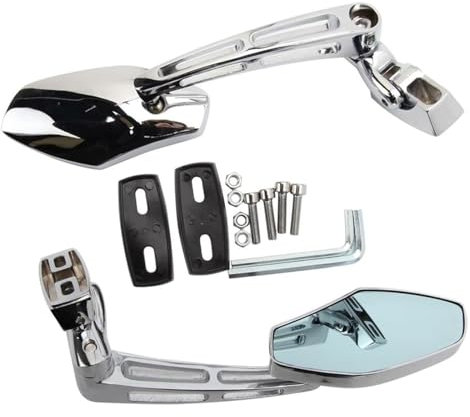 Motorrad-Rückspiegel Für Kawa&saki ZX6R 2000-2012 ZX9R 1994-2003 ZX10R 2004-2010 Motorrad Rückspiegel Seite Spiegel Rückspiegel (Farbe : Chrom)