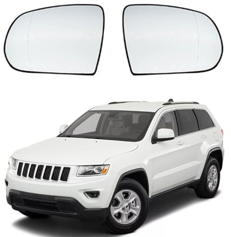 LwwGji Beheiztes Glas für Den Rückspiegel für Jeep Cherokee 2014-2019, Glas für Den Seitenspiegel, Außenspiegel für Das Auto,Silver-Silver-Left