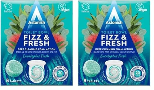 Astonish Fizz and Fresh Toilet Bowl Tablets, Eucalyptus Fresh, 8 Tablets (Pack of 2)