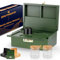 SOUTHGATE Premium Geschenk Set, Abschließbare Bambus-Box, Aufbewahrungsbox mit abnehmbarem Tablett(25 * 17 * 11 CM, Dunkelgrün)