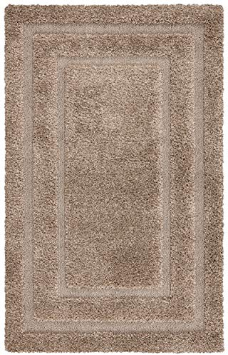 SAFAVIEH Shag Rug for Living Room, Dining Room, Bedroom - Florida Shag Collection, High Pile, in Beige and Beige, 61 X 91 cm