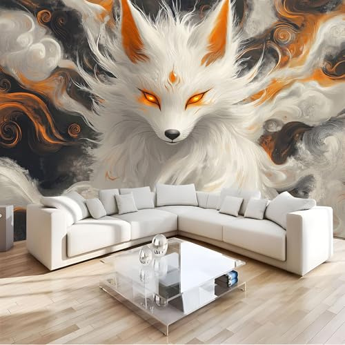 Fototapete Moderne Wanddeko Wandbild Fantasy-Neunschwänziger Fuchs 260X175Cm Orientalische Tiere Wandtapete Motivtapeten 3D Effekt Design Kinderzimmer Küche Büro Flur Wohnzimmer